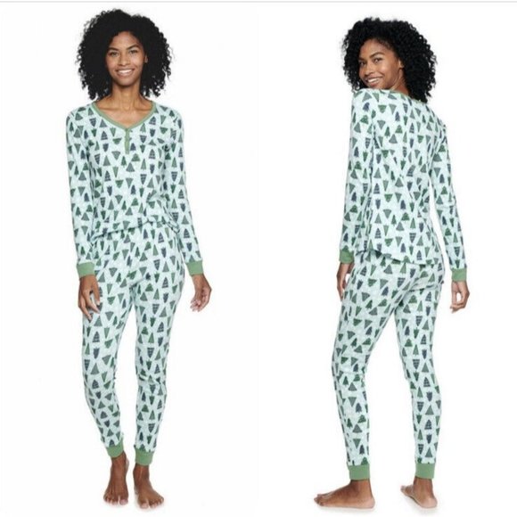 LC Lauren Conrad Women’s Christmas Pajamas Set Warmest Wishes Henley/Pants XL - Picture 6 of 7